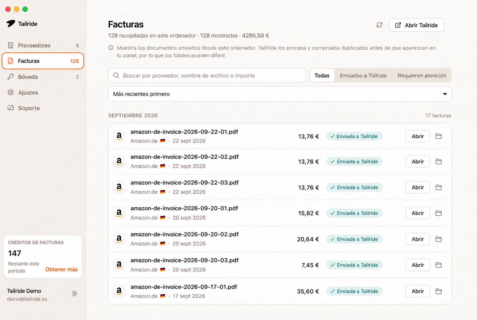 Facturas descargadas de manera automática en macOS